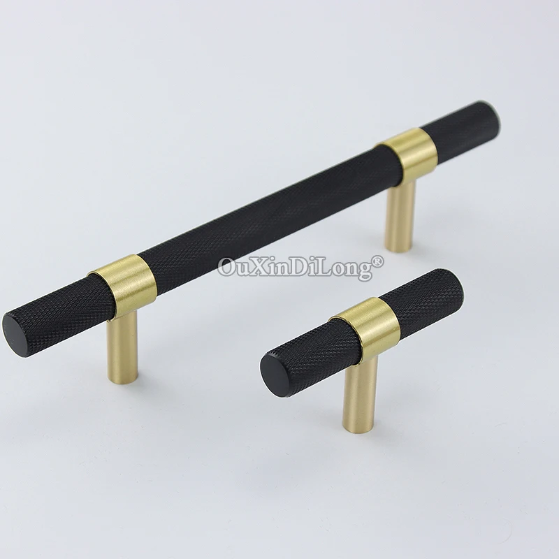 

6PCS Durable Nordic Furniture Handles Brass Knurled Knobs Drawer Cupboard Wardrobe Door Pens Pulls Black Non-Slip GF1073