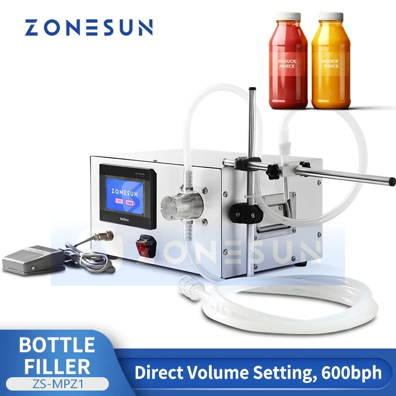 

ZONESUN ZS-MPZ1 Electric Liquid Filling Machine Single Head Magnetic Pump Bottle Filler for Beverage Juice Essential Oils Water