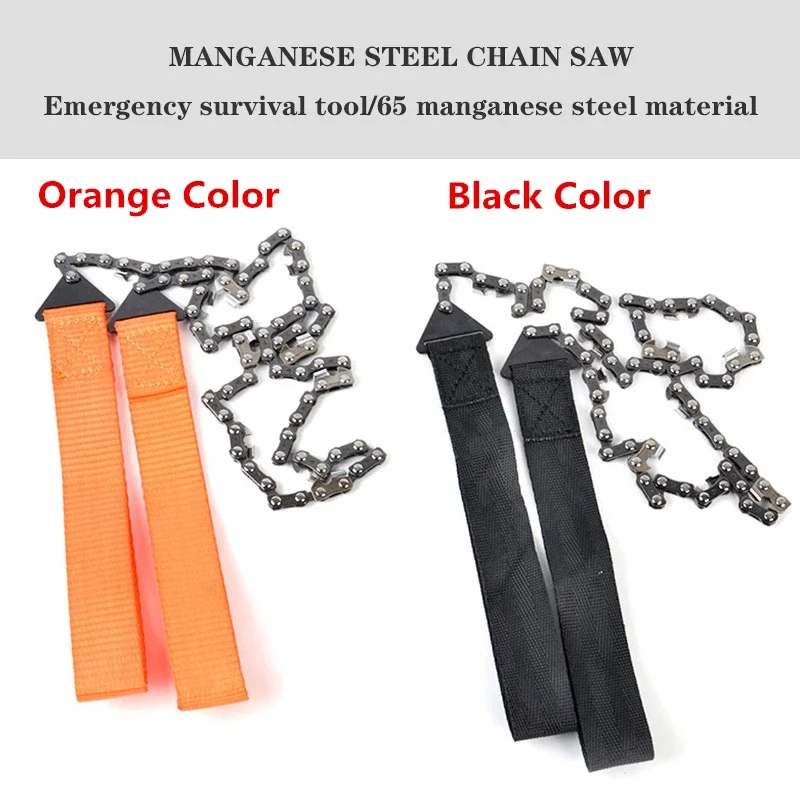 2 pieces Portable Survival Chain Saw Chainsaws Emergency Camping Hiking Tool Pocket Hand Tool Pouch Outdoor Pocket Chain Saw