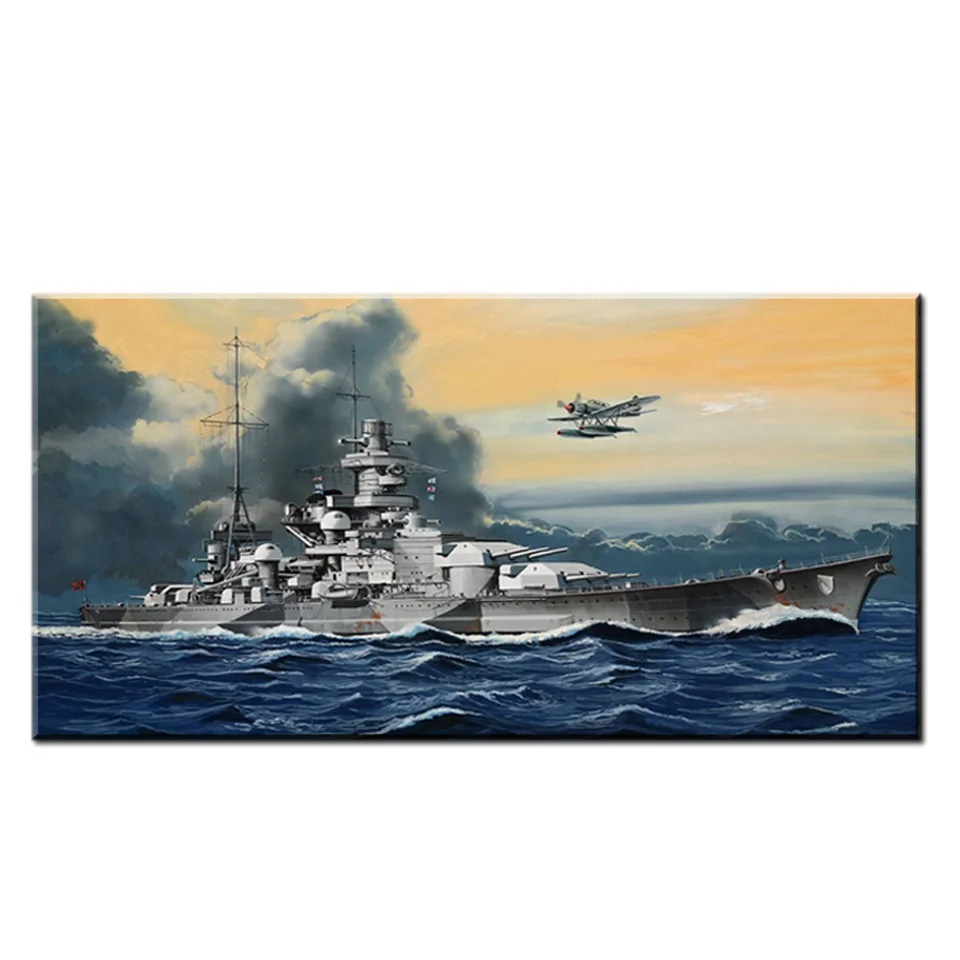 5D DIY Diamond Painting Bismarck German Battleship Military Full Diamond Embroidery Cross Stitch Rhinestone Pictures Home Decor