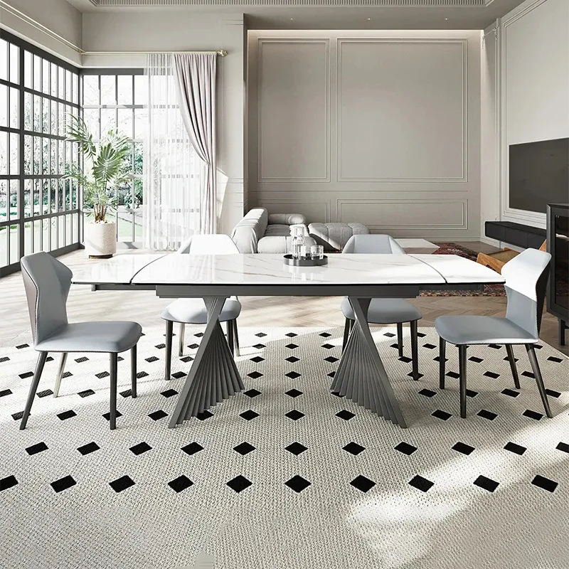 

Simple modern small apartment designer rectangular dining table retractable home dining table