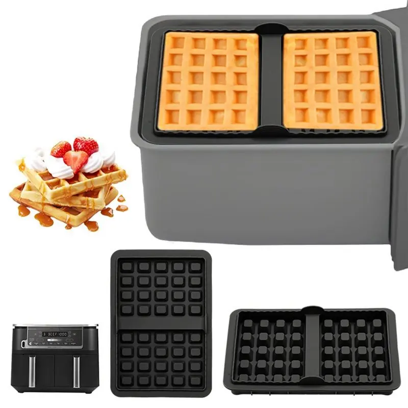 B69C Waffle Maker Accessories 2Pcs Silicone Waffle Mold For Ninja AF400 AF451 SL400 AF500 And Other Air Fryers Baking Tray