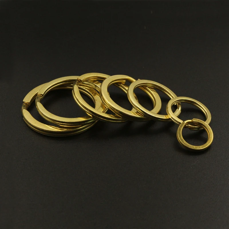 5pcs Solid Brass Split Rings Double Loop Keyring 15-38mm bag hook Connector Keychain Keys Holder DIY Leather Craft hardware