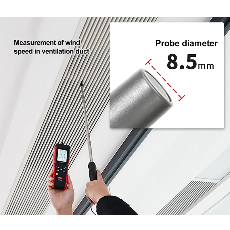 UNI-T Hot Wire Anemometer UT362H Wind Speed Meter Wind Volume Temperature Test Platinum Resistance Sensor