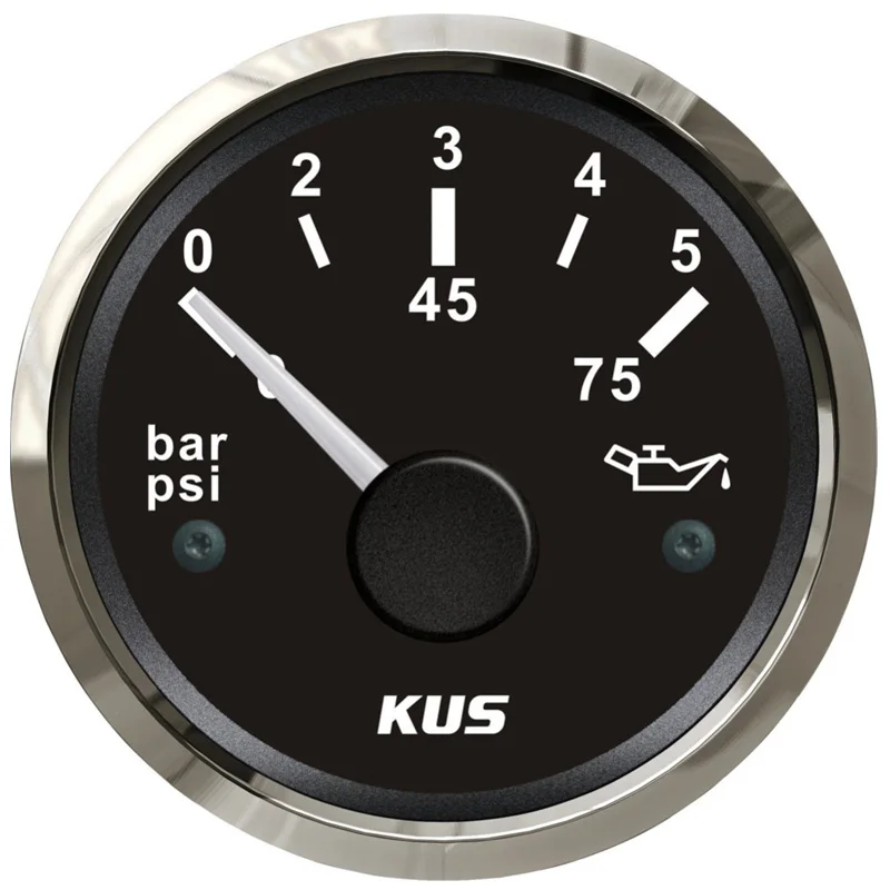 KUS Auto 0-75Psi Oliedrukmeters 52mm 0-5Bar Toont Oliedruk 10-184ohm Ingangssignaal Rode of Gele Achtergrondverlichting