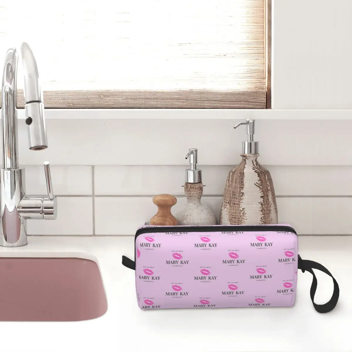 Ask Me About Mary Kay Cosmetics Makeup Bag Cosmetic Storage Dopp Kit Toiletry Cosmetic Bag for Women Beauty Travel Pencil Case