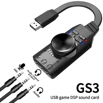 Placa de som de 7.1 canais, interface de áudio usb, adaptador de fone de ouvido, placa de som profissional para jogos, microfone, alto-falante, laptop, pc