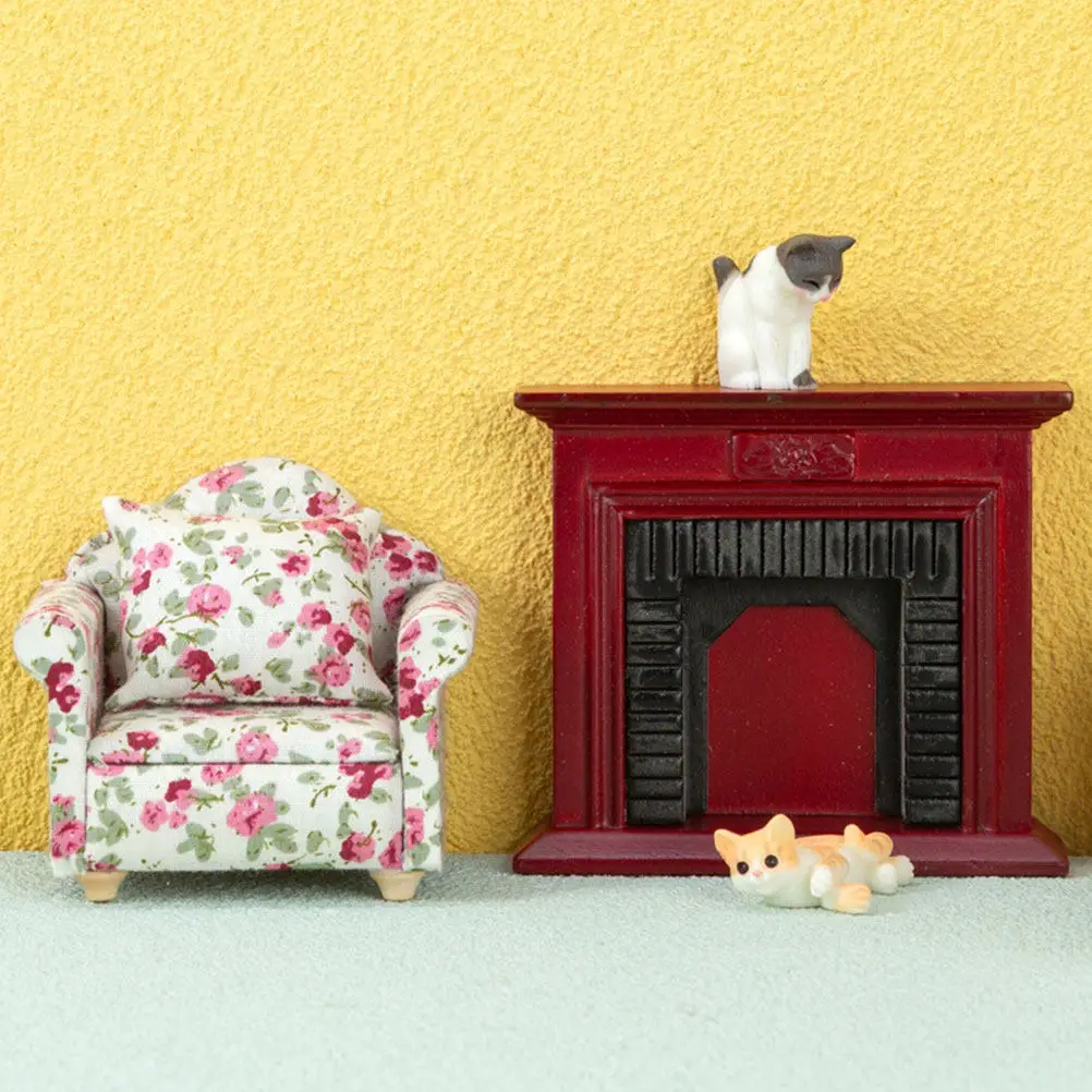 

Mini House Furniture Miniature Fireplace Cabinet Simulated Fireplace Ornament Compact Lightweight Mini House Supplies Micro