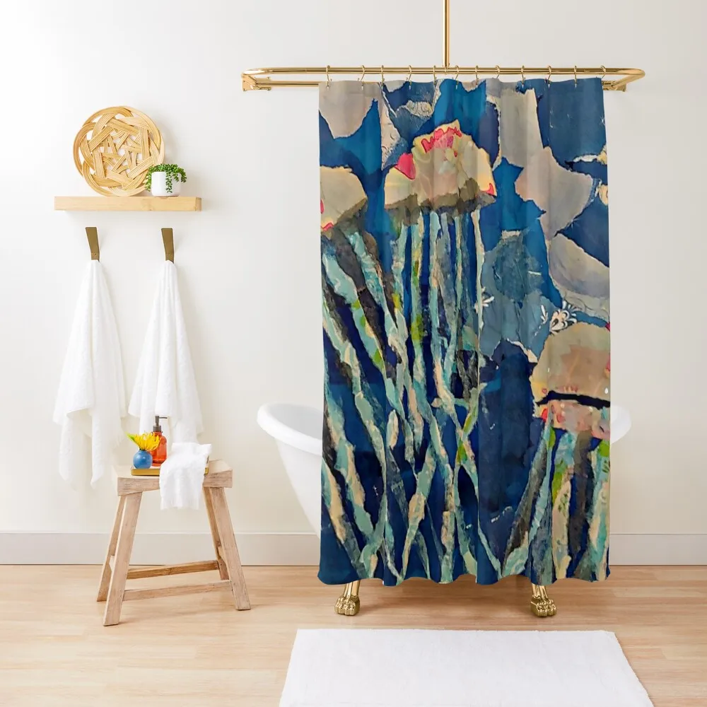 

Torn Paper Jellyfish Shower Curtain Bathroom Fabric For Shower Funny Shower Elegant Bathroom Curtain
