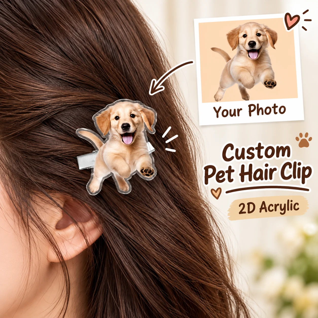 2PCS Personalized Custom Acrylic Hair Clips DIY Photo Custom Women's Hair Clip Multiple Colors Available Christmas Jewelry Gifts