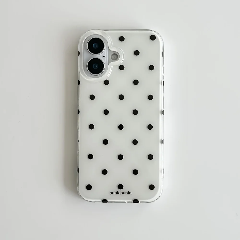 Simple Black White Polka Dot Design Phone Case for Samsung Galaxy S25 S24 S23 S22 S21 FE Ultra Plus 4G 5G Feather Texture - náhled 3