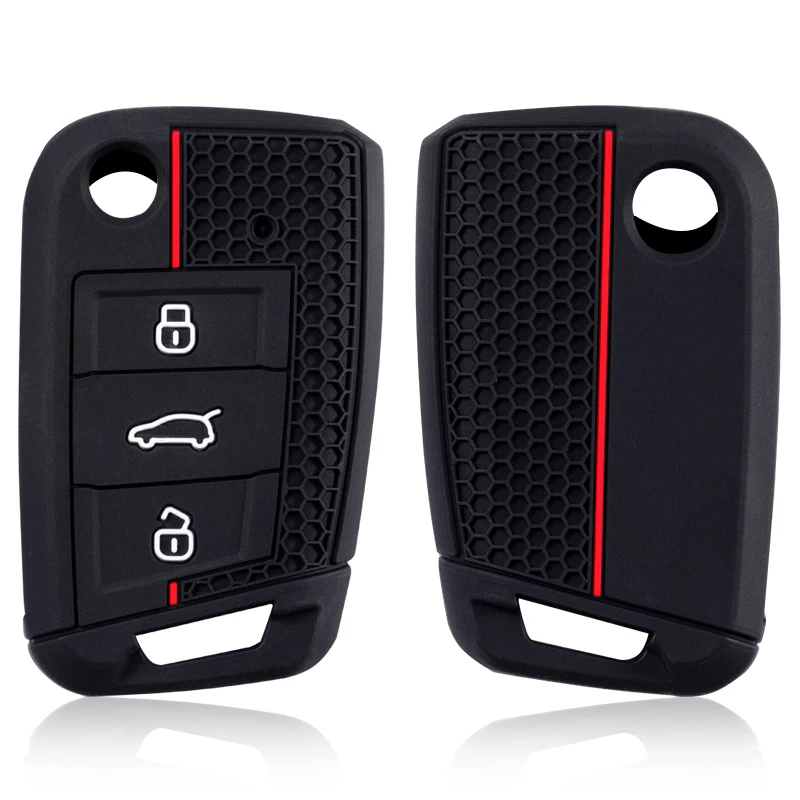 3-Tasten-Klappschlüssel-Silikonhülle, passend für VW GOLF 7 MK7 SKODA SEAT 2014 2015 2016, FOB HULL OCTAVIA COMBI LEON IBIZA CUPTRA Hülle