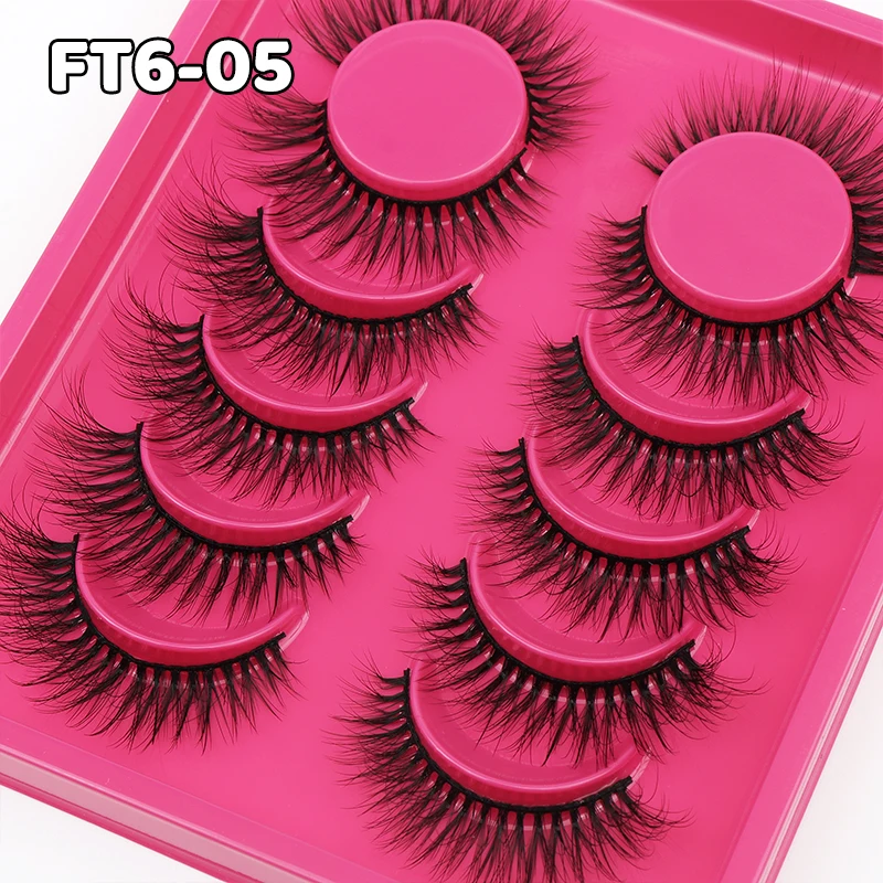 DINGSEN 6 Paar 3D 5D natürliche Wimpern farbige braune Wimpern Volumenwimpern Frau Make-up falsche Wimpernverlängerung – Detail 8