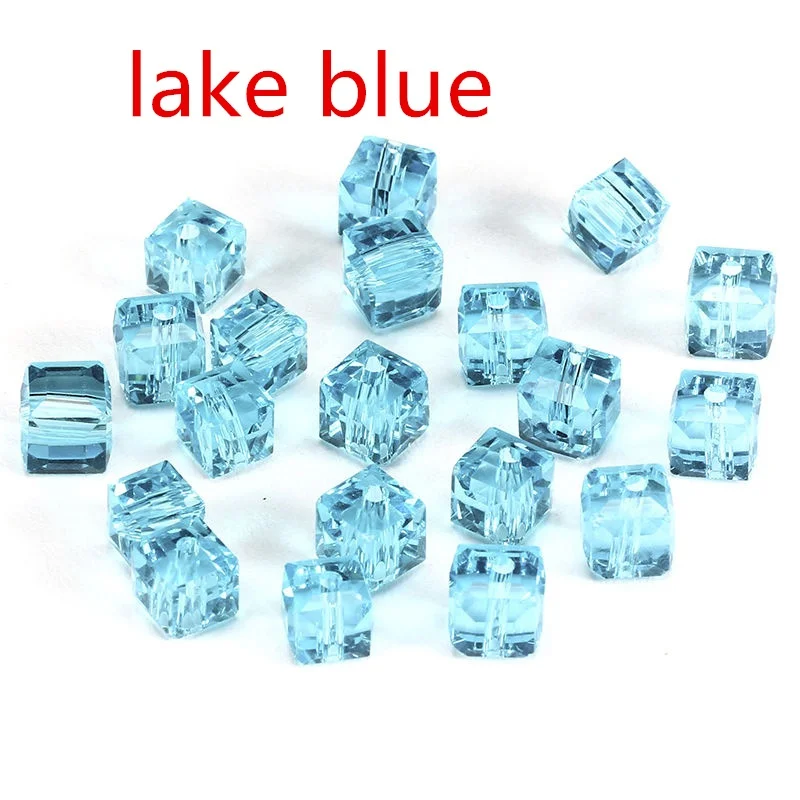 2MM/6MM/8MM Crystal Glass Beads Accessories For Jewelry Making, Square Shape Crystal Cube Glass Beads