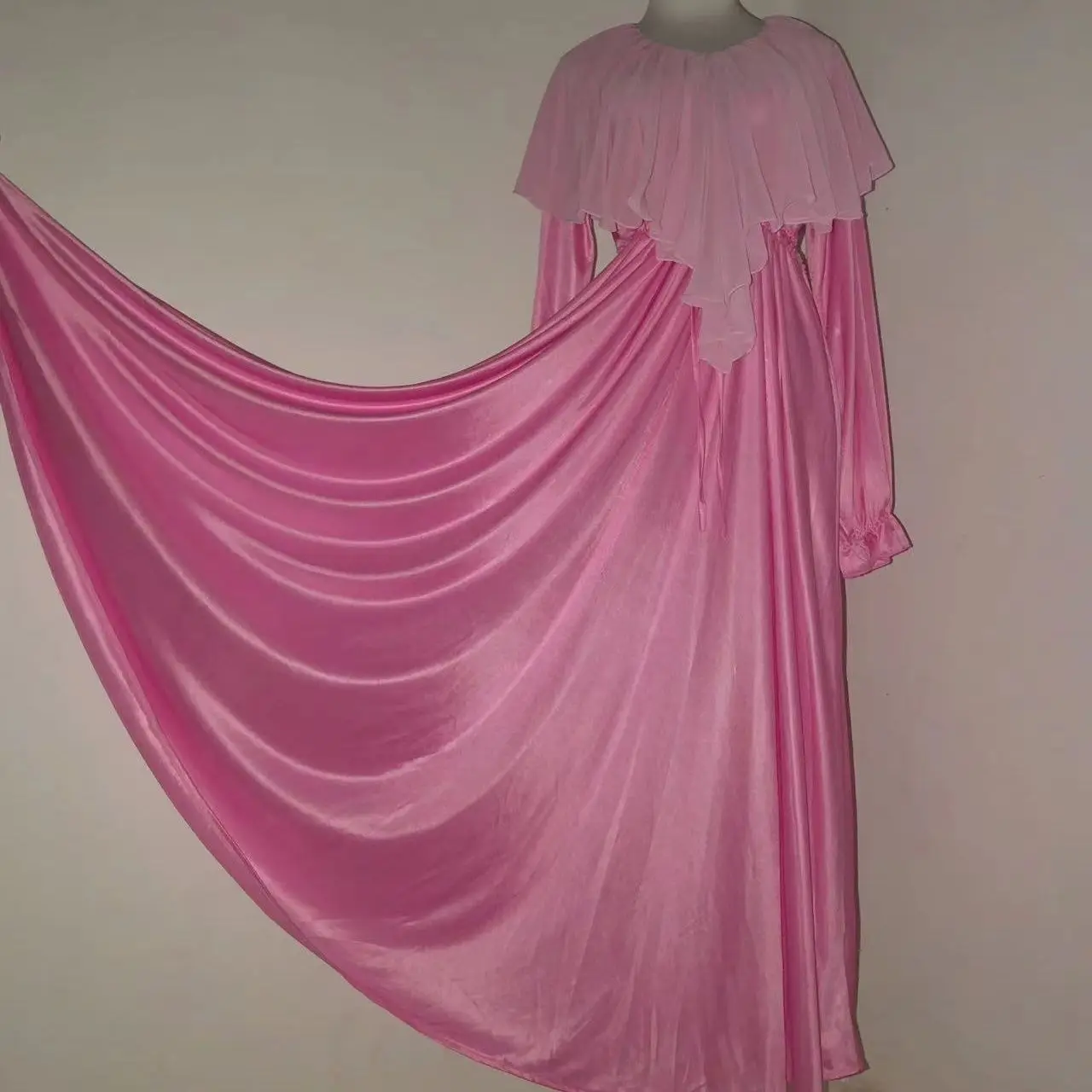 Vestido largo de satén de malla brillante para mujer, pijama suelto, vestido largo, jersey, vestidos elegantes, ropa para dormir
