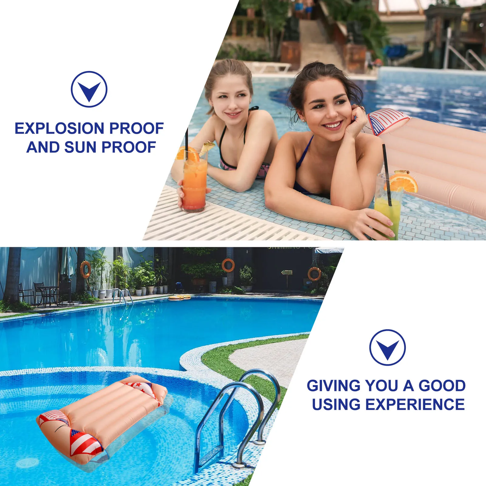 

Inflatable Floating Bed for Pool Large Size PVC Swim Mat Cushion Portable Lightweight Outdoor Water Floaters