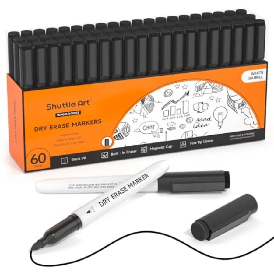 

Black Dry Erase Markers, Magnetic Whiteboard Markers with Erase, Fine Point Dry Erase Markers Perfect For Writing on Whiteboard