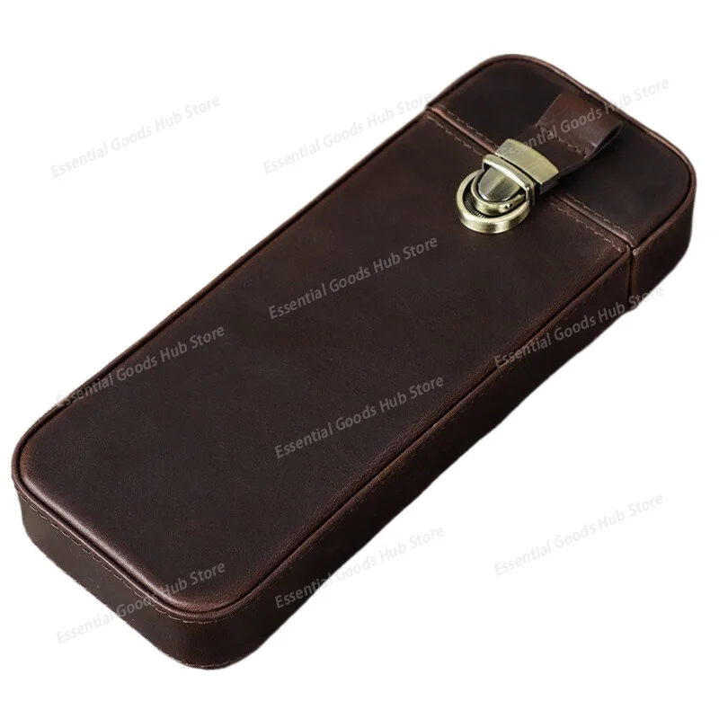 

Portable Humidor Light Luxury Vintage Leather Humidor, Can Holds Three Cigars