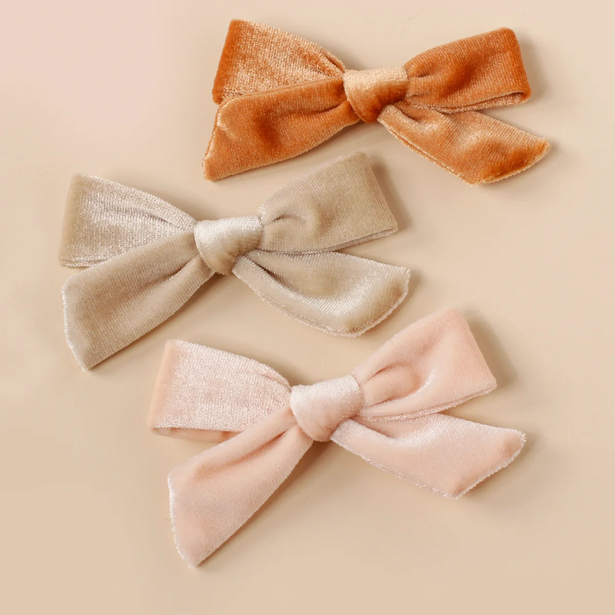 3Pcs/Set Children Cute Hairpins Velvet Bow Beautiful Grips For Girls Kids Princess Hair Accessories