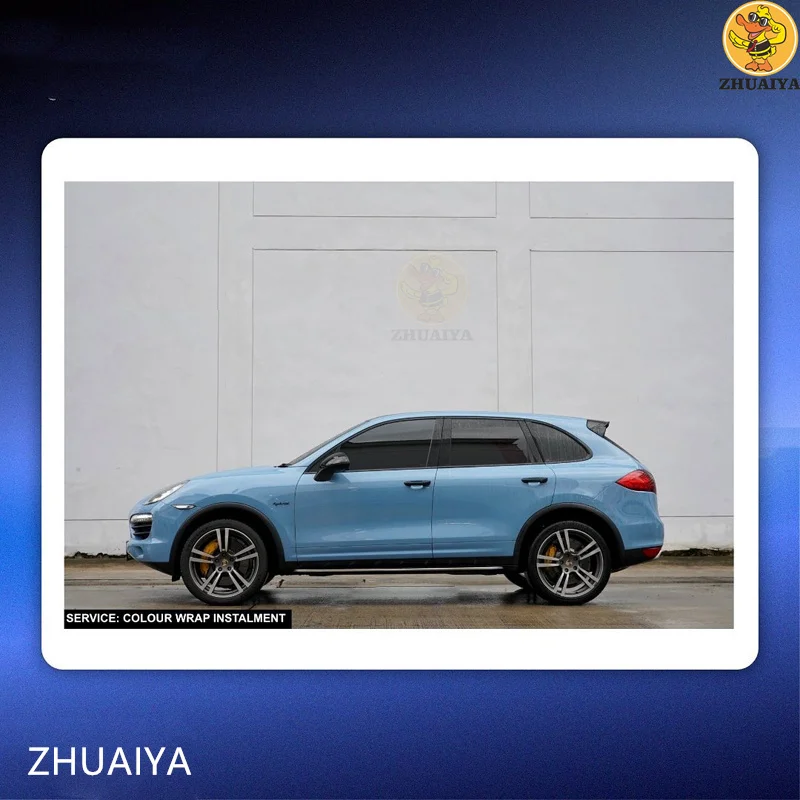 ZHUAIYA Hyper Gloss Metallic الصين الأزرق الفينيل التفاف فيلم تغليف السيارة لالتفاف فقاعة الحرة سهلة التركيب 1.52x17M #3