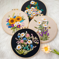 3D Handmade Flowers Ribbon Embroidery Kit for Beginners Adults Home Wall Decor Hanging Pictures