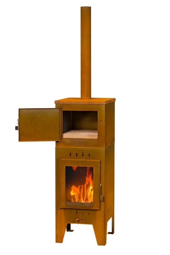 مدفأة حرق الخشب في الهواء الطلق في الفناء الخلفي Chimeneas موقد شواء قائم بذاته مع فرن بيتزا