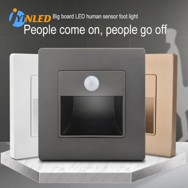 Smart Indoor Type Embed Foot Wall Lamp Led Stair Case Pir Motion Sensor Step Night Light for Home Hotel Aisle Staircase