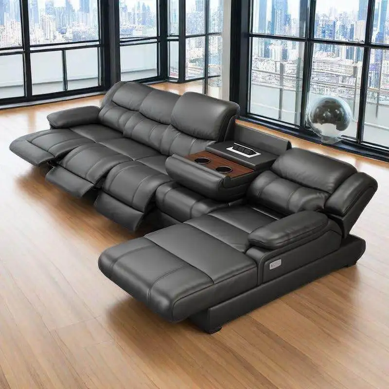Living Room Electric Recliner Sofa Charger Ports Lounges Electric Recliner Sofa Sectional Massage Divano Soggiorno Furniture
