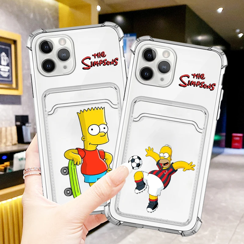 

Disney Simpson Cute For iPhone 15 14 13 12 11 XS XR X 8 7 Pro Max Plus Mini Photo Card Bag Transparent Cover Phone Case