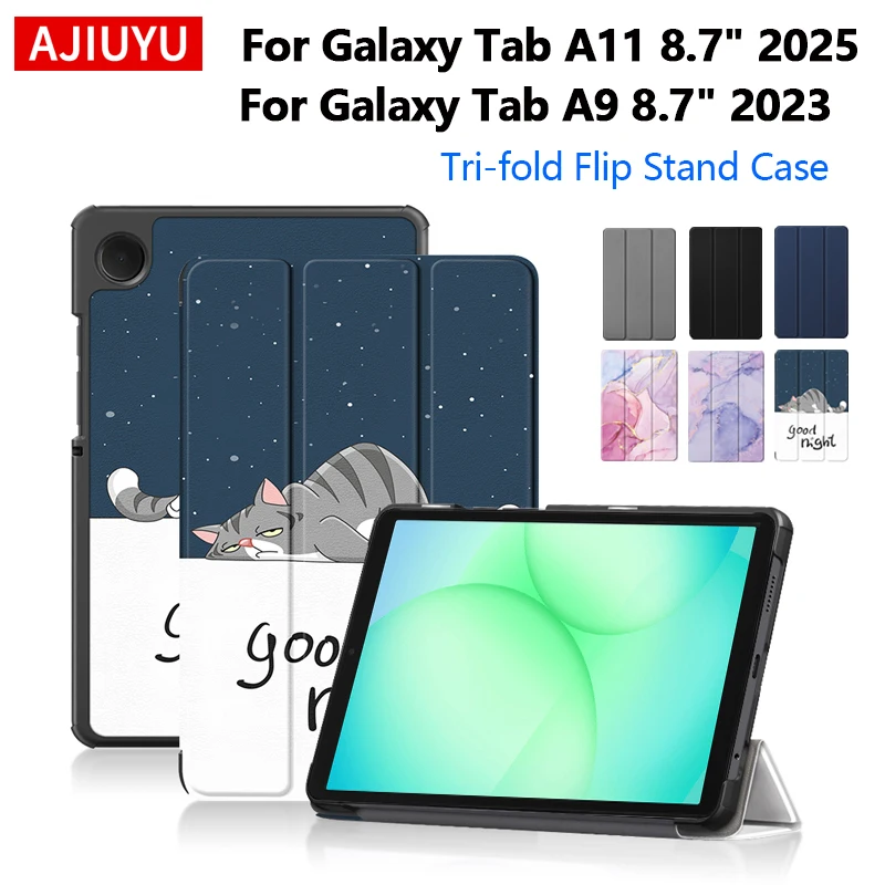 Case For Samsung Galaxy Tab A11 8.7 Inch 2025 SM-X133 SM-X135 Tablet Tri-Folding Stand Cover For Tab A9 8.7