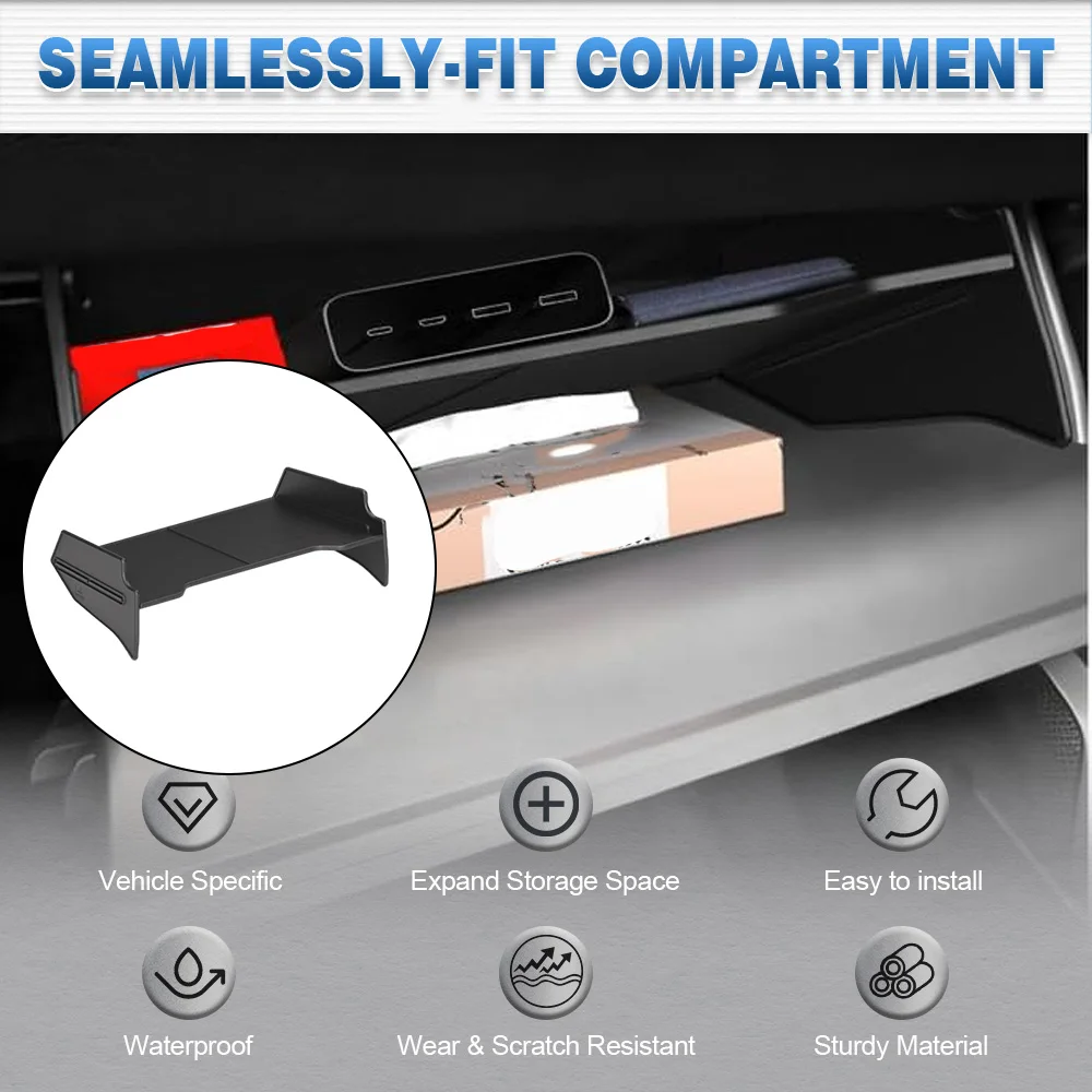 Glove Box Divider Organizer For BYD Shark 6 2024-2026 ABS Black Car Storage Tray