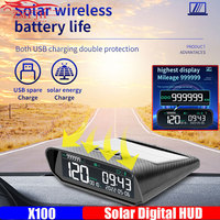 X100 Solar Car HUD GPS Head-up Display LCD Display Windscreen Projector Digital Speedometer Odometer Altitude Overspeed Alarm