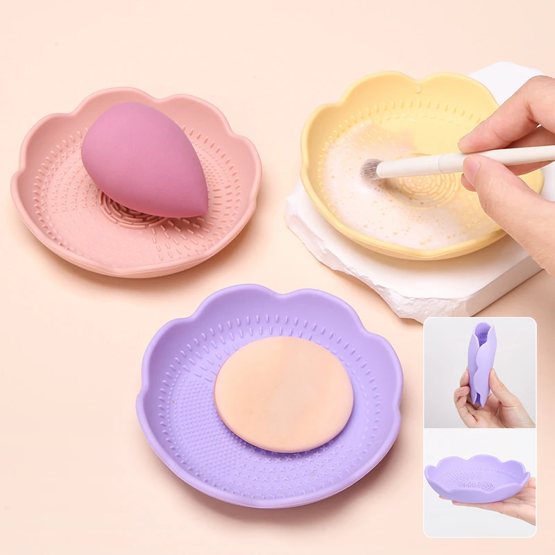 

Flower Shaped Silicone Makeup Brush Cleaner Puff Cleaning Drying Bowl Eyeshadow Brushes Washing Plate Soft Mat Beauty Tool