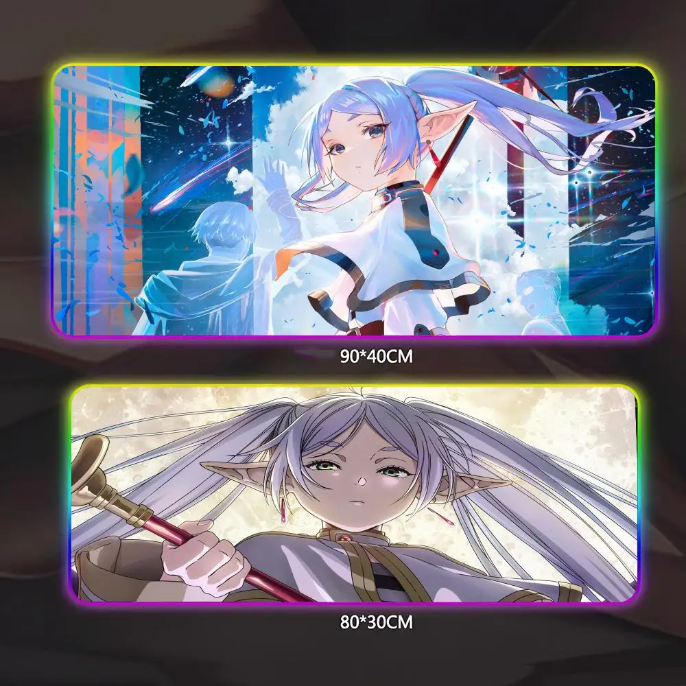 

Frieren Beyond Journey End Speed Mouse Pad Gamer Luminescence Led Mouse Pad Gaming Table Rgb Deskmat Keyboard Pc Mousepad