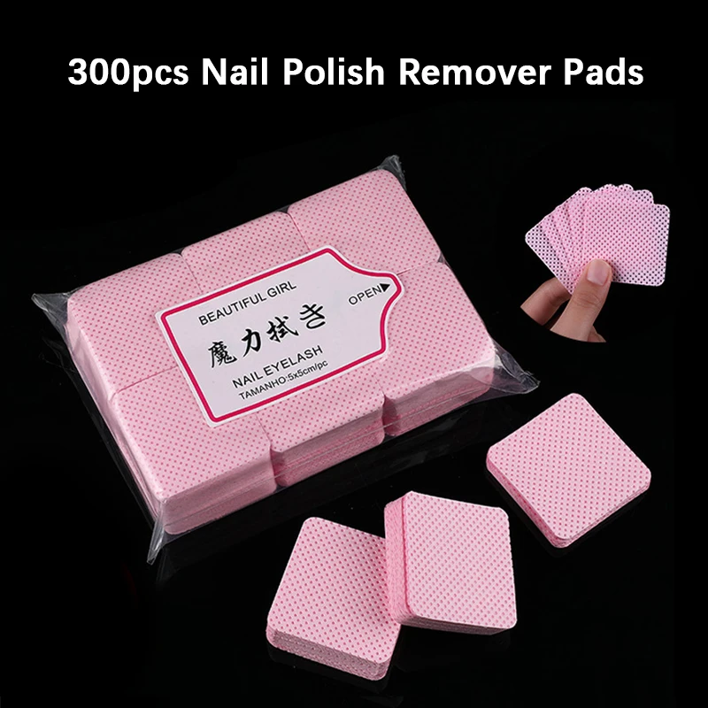 300 pz rosa bianco smalto per unghie in cotone rimuovi salviette tovagliolo senza pelucchi detergente per salviette per smalto Gel UV tamponi per la pulizia delle unghie strumento per unghie