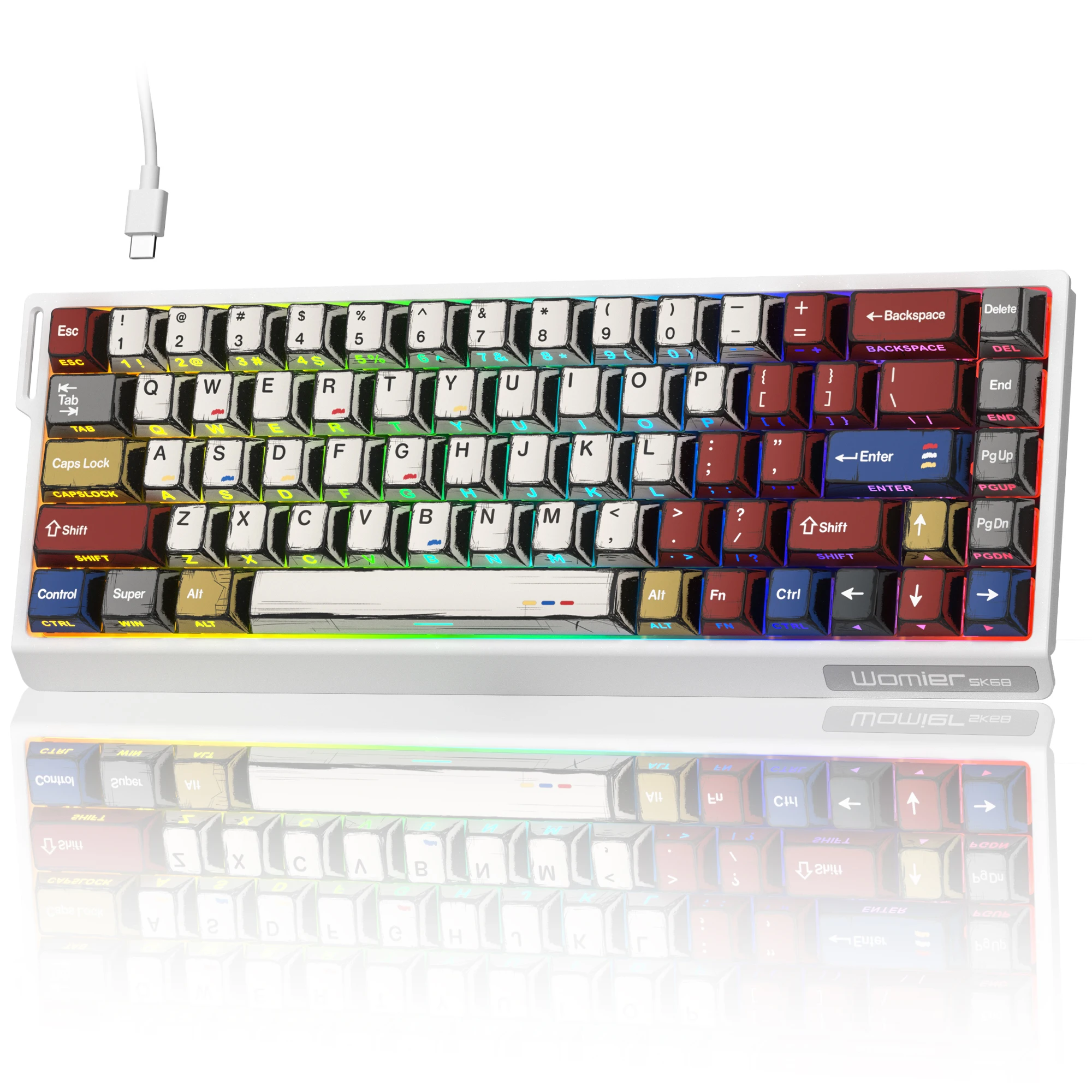 

Womier SK68 Aluminum Mechanical Keyboard Gasket VIA Support Custom Hot-Swappable RGB Wired Gaming Keyboard