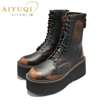 AIYUQI 2025 new thick-soled women ankle boots non-slip large size short boots female retro women's winter boots motorcycle boots