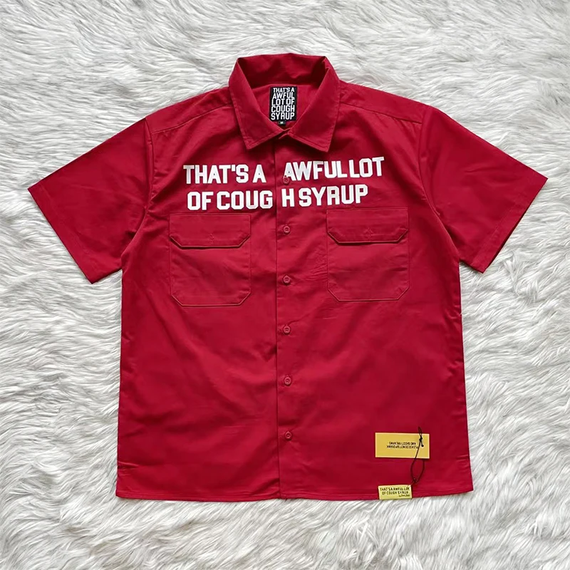 

Casual Cotton irt Letter Print Comfortable Long Sve Men's Faion Autumn Wear Resistant Youth Sle Loose Fit Button up