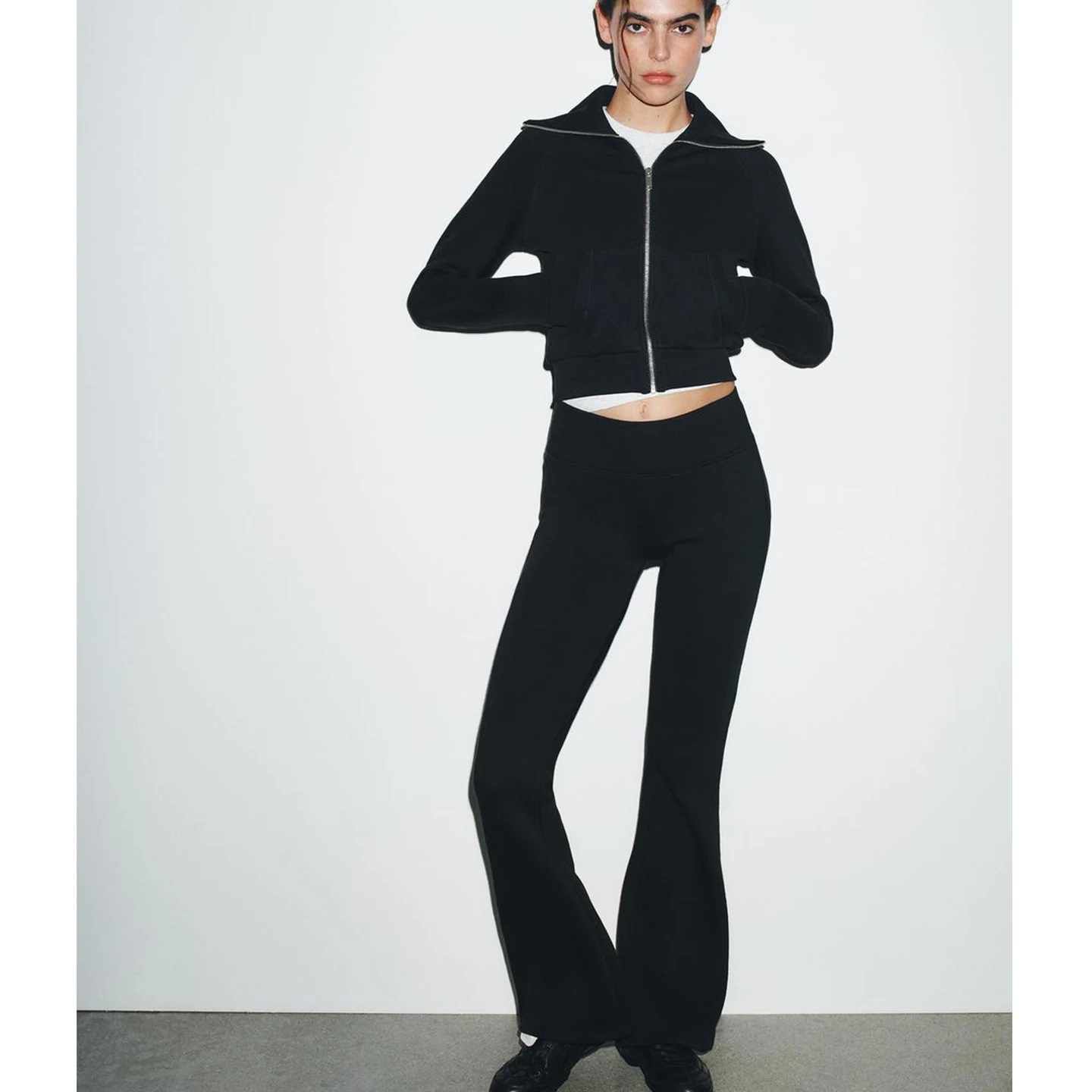 Faion Autunno Set da donna a vita alta con patta Colletto lungo con cerniera Fce Jaet e pantaloni lunghi Abito casual a due pezzi