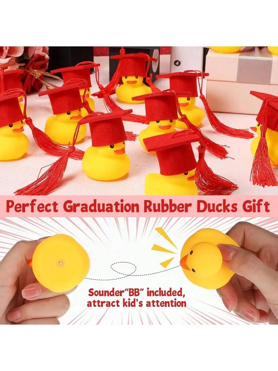 5set (5pcs small yellow duck + 5pcs Dr. hat) 2024 graduation season celebration party small yellow duck Dr. decorative gifts, DI