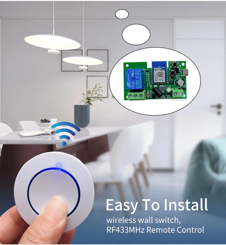 Умный переключатель Alexa Tuya Smart Home 1CH 10A Беспроводной переключатель Wi-Fi Релейный модуль Пульт дистанционного управления Выключатель света Alexa Google Home