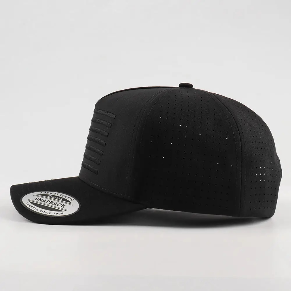 Customized Logo 5 Panel Performance Baseball Cap Waterproof Quick Drying with Laser Cut Hole Ideal for Sports And Outdoor Activi view 2