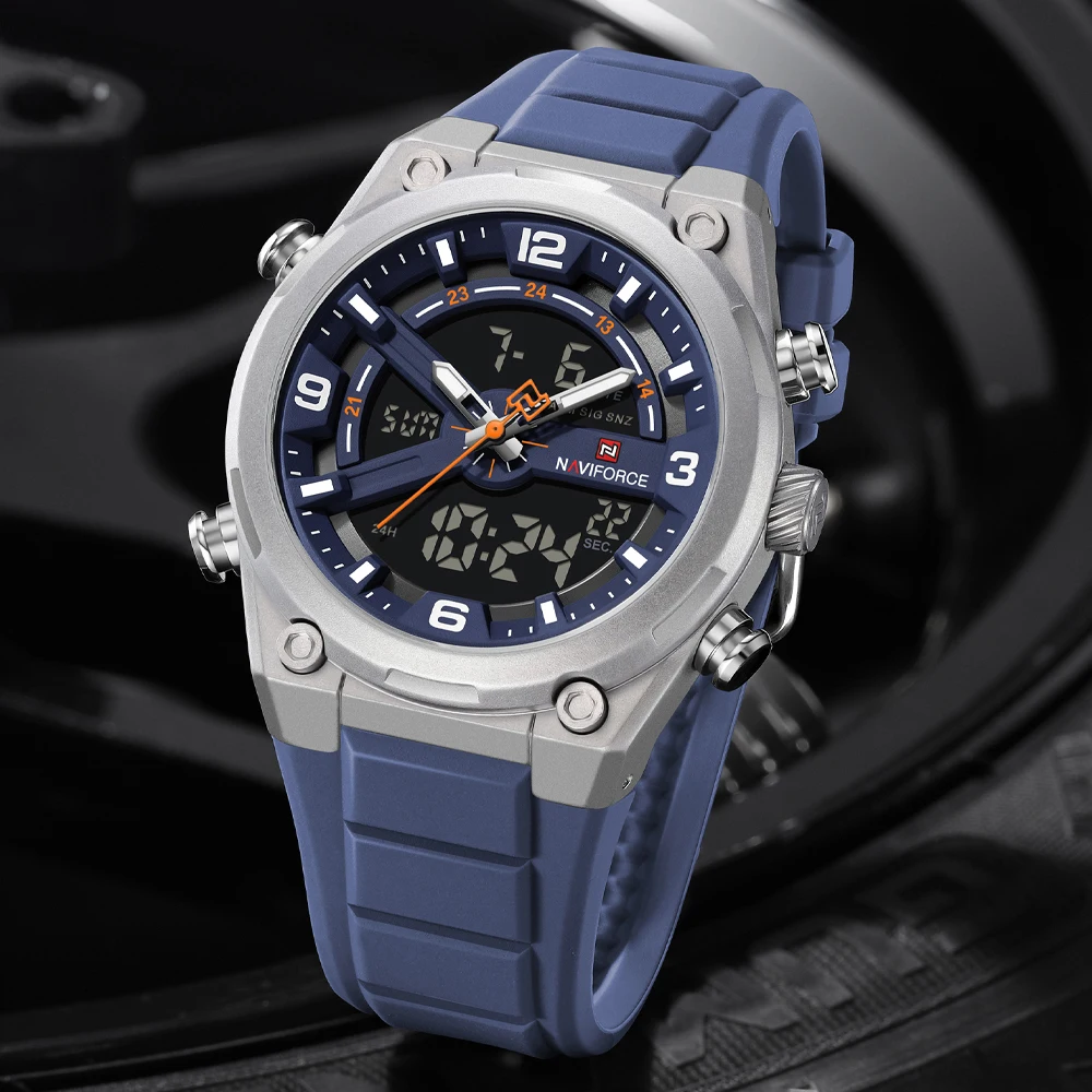 NAVIFORCE Fashion Men Watch Luxury Brand Sport Watch For Men Chronograph Quartz Wristwatch Military Waterproof Steel Band Clock