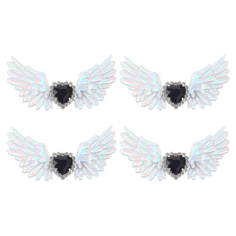 

4pcs Angel Wing Shoe Clips Rhinestone Gothic Style Detachable Decor For Wedding Bride Women Silver Bling Charms Boot Accessories