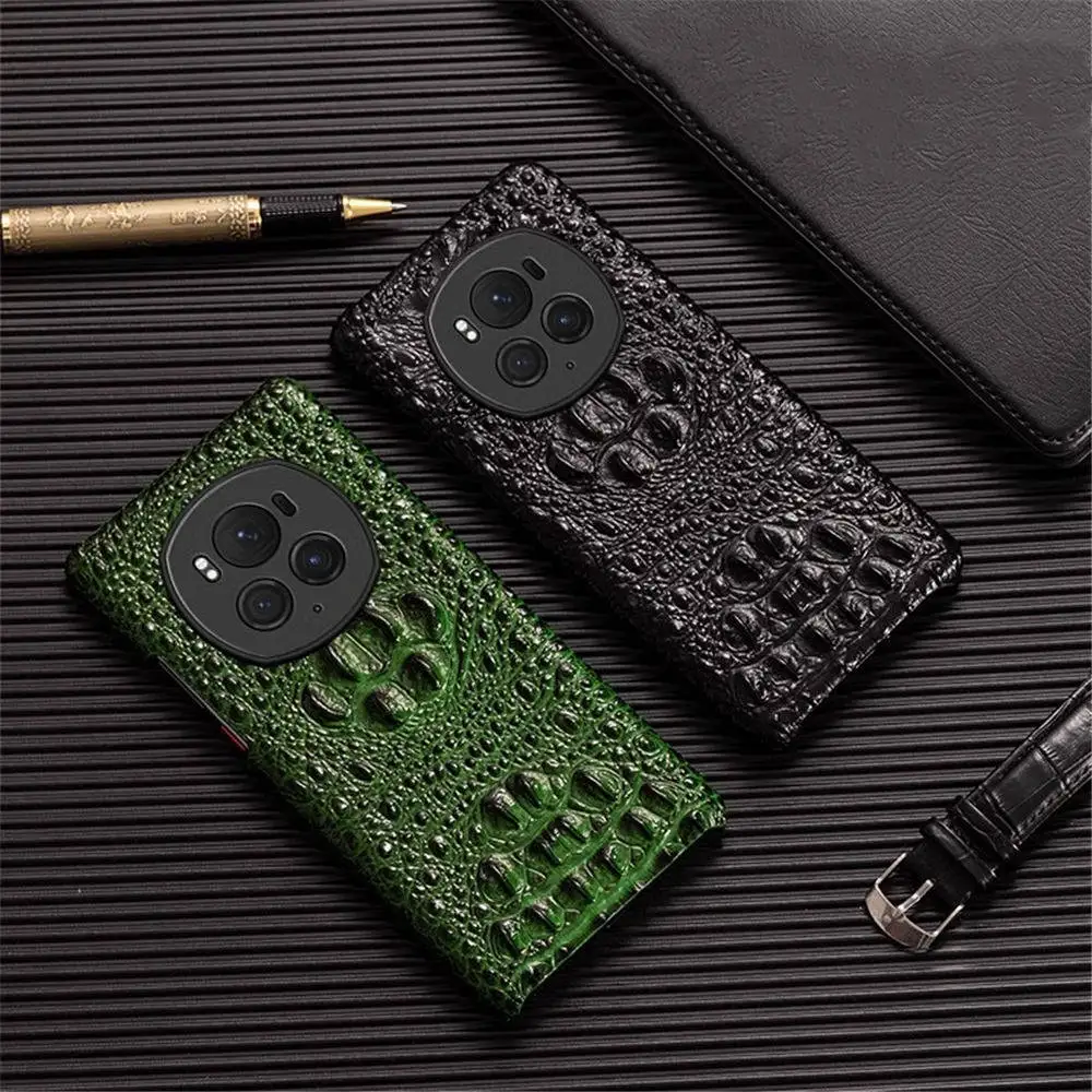 

Чехол-накладка из натуральной воловьей кожи для Honor Magic6 5 4 Pro Honor 100 90 80 70 Pro 3D с крокодиловым черепом