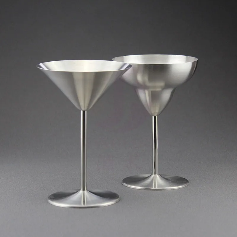 Stainless Steel Martini Glass Creative Cocktail Triangular High-Stem Margarita Metal Wine