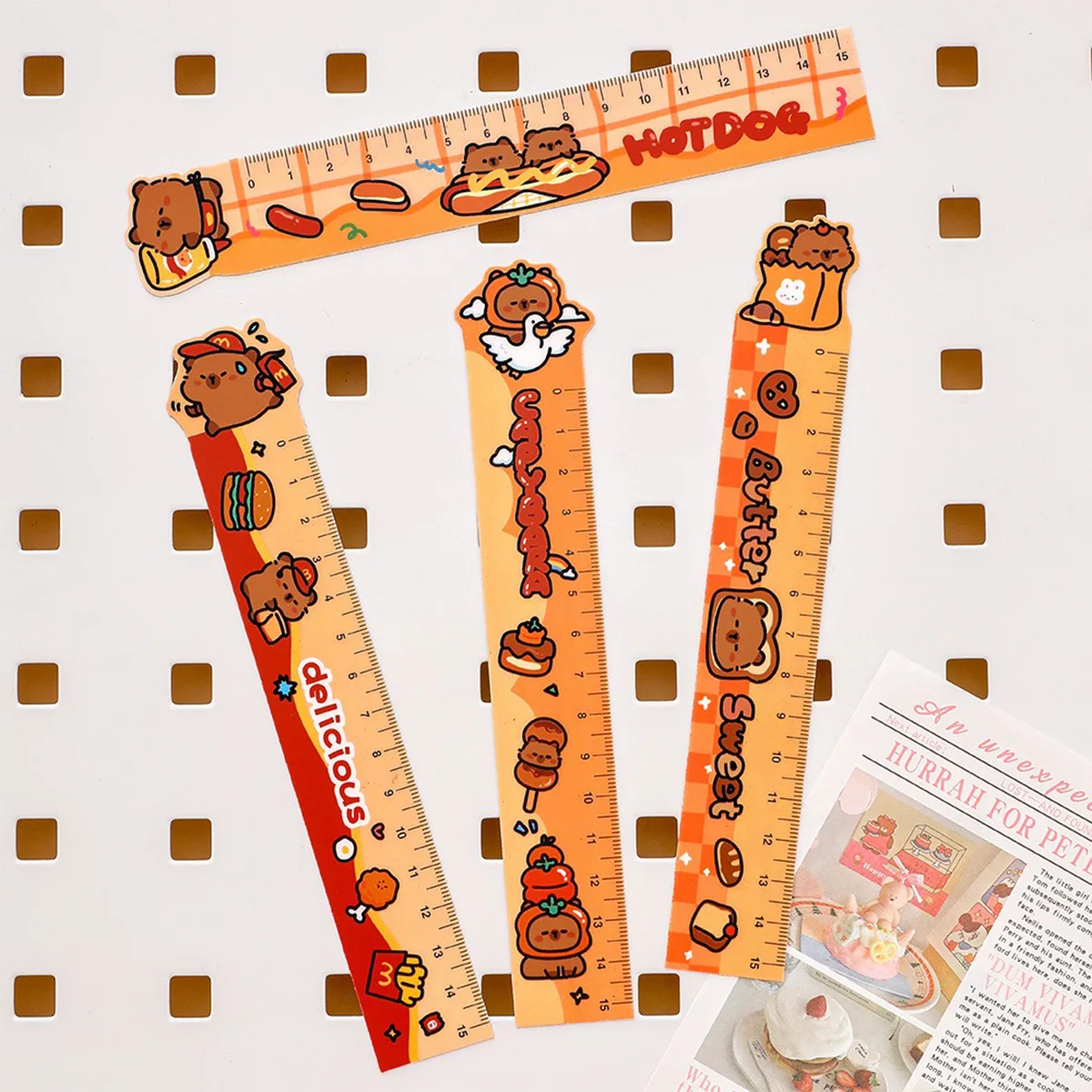 Kawaii Cartoon Capybara 15 Cm Magnetic Bookmark Ruler Cute Ruler Measurement Drawing Tool Children Student Gift Small Prize
