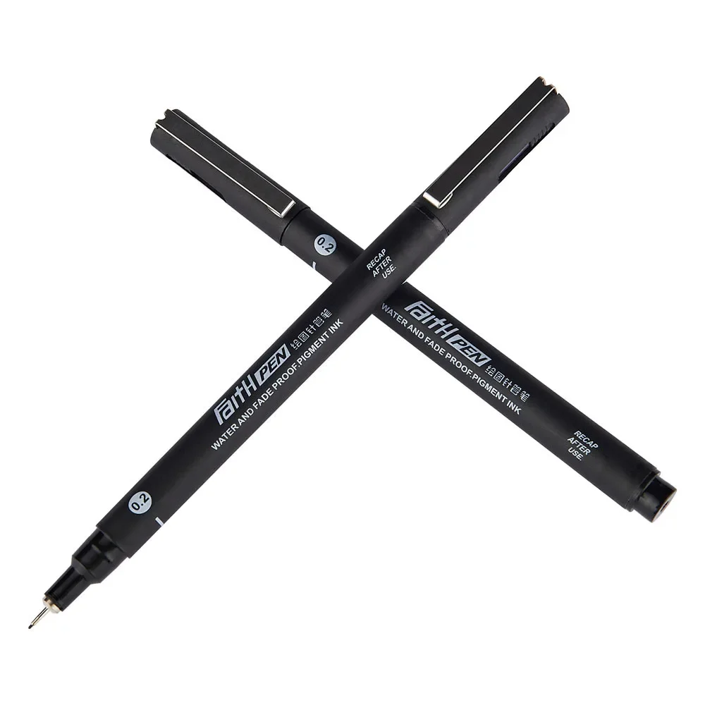 1-Piece Needle Pen Water and Fade Proof Pigment Ink 0.05 0.1 0.2 0.3 0.4 0.5 0.7 0.8 Black Fineliner Sketching Pens