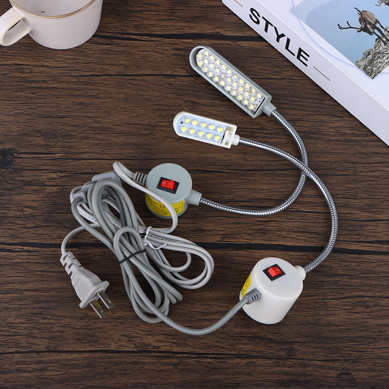 1Pc 10/20/30 lampada per macchina da cucire a LED 360 lampada da lavoro a collo d'oca regolabile flessibile luci industriali con Base per banco da lavoro
