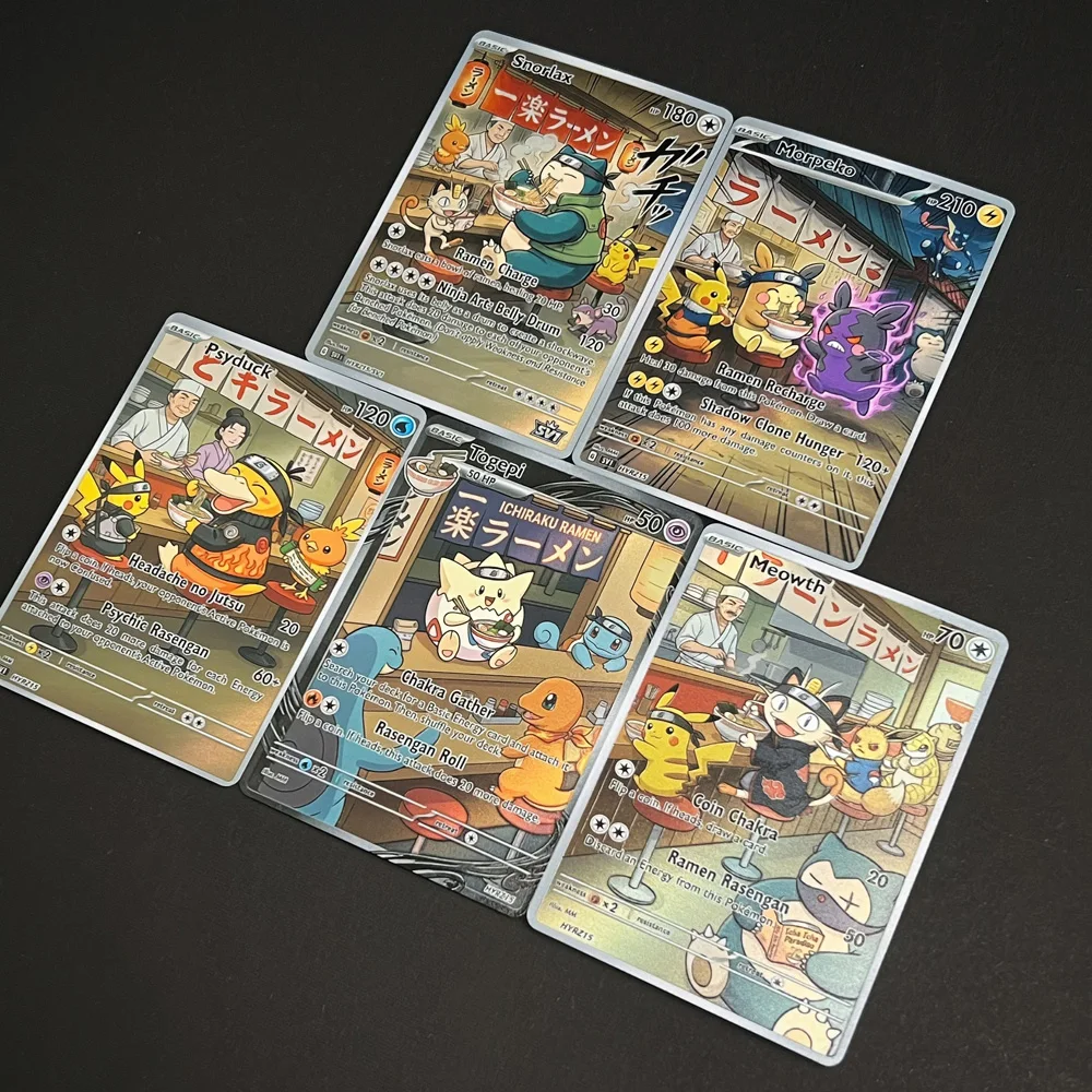 Fans  Cards Toy Gift Snorlax Morpeko Togepi Meowth Art Painting Anime 5Pcs Card TCG Hobby Collection